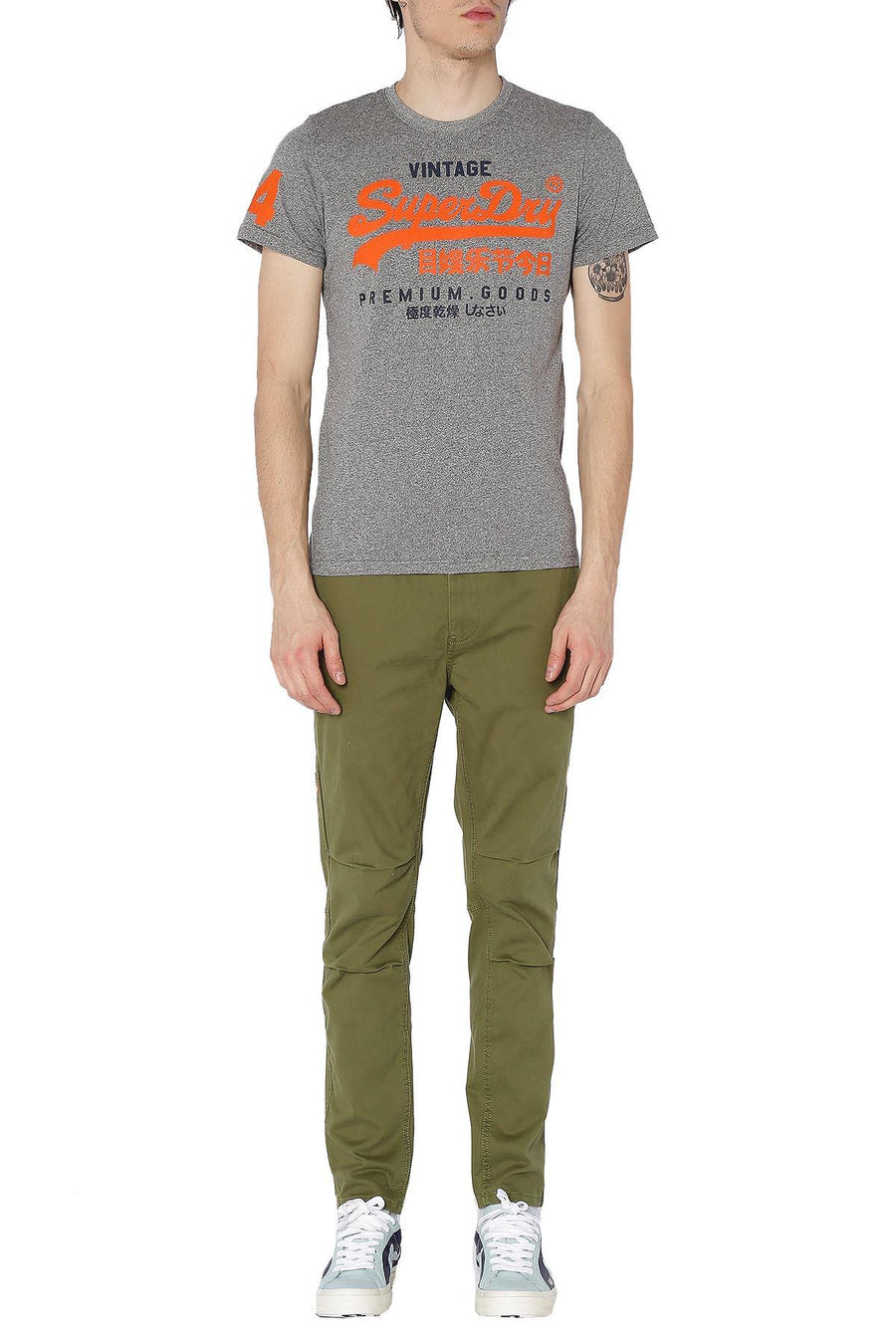 SuperDry Grey-Grit Premium-Goods Duo Lite Graphic Tee