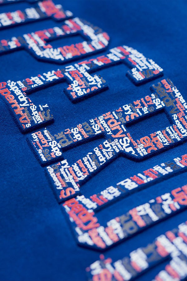 SuperDry Lay-Up Blue Varsity Embossed Crew-Neck Sweatshirt