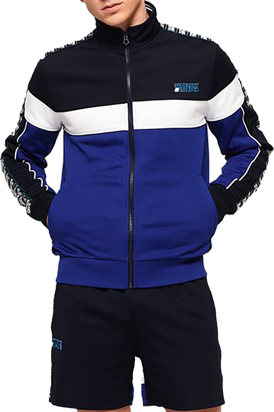 SuperDry Navy/Cobalt SD Tricot Panelled Zip Track Jacket