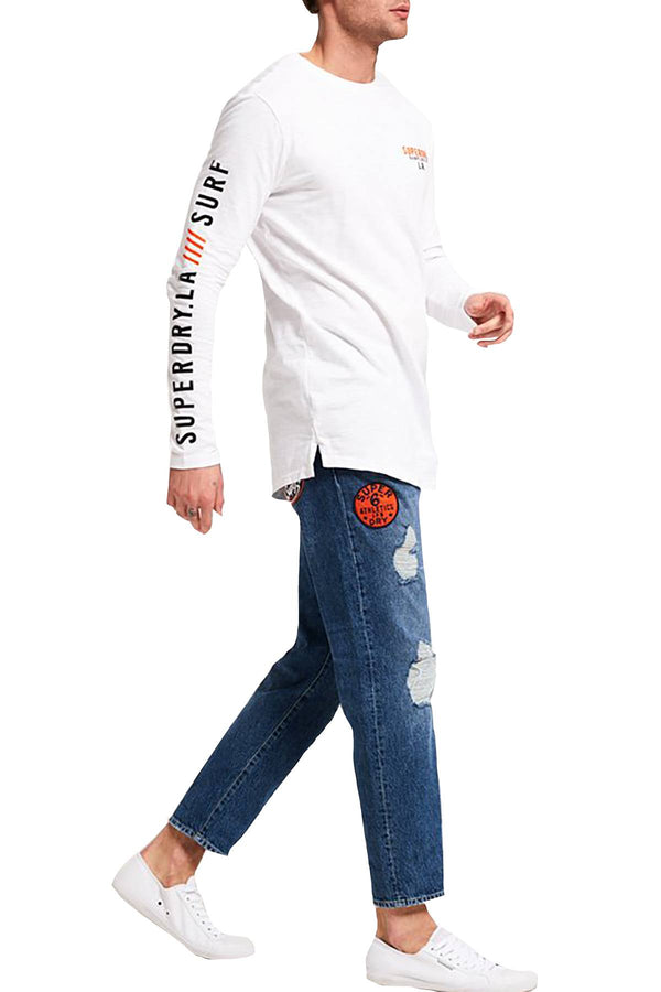 SuperDry Optic-White Surplus Goods Long-Sleeve Longline Top