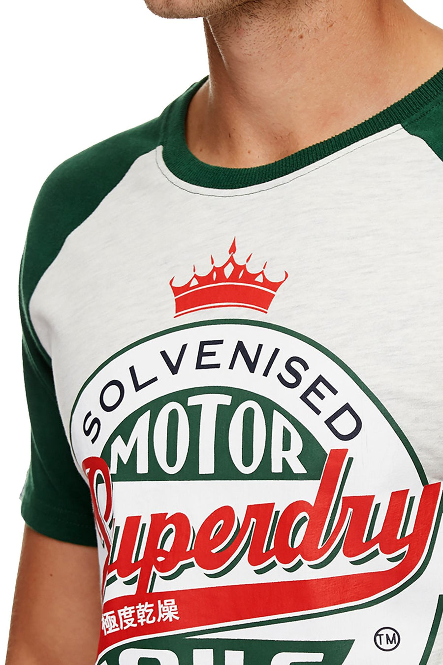 SuperDry Slam-Dunk-Green/Stadium-Silver Reworked Classic Raglan T-Shirt