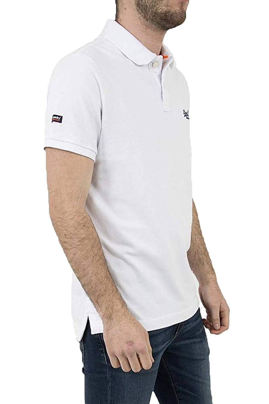 SuperDry White Classic New Fit Pique Polo Shirt