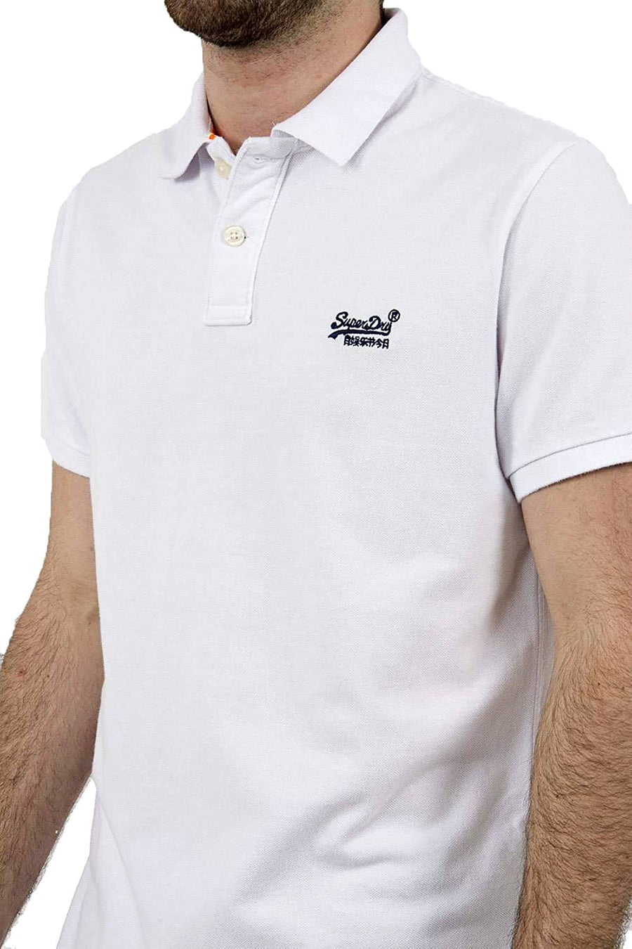 SuperDry White Classic New Fit Pique Polo Shirt