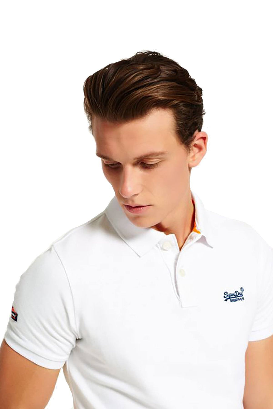 SuperDry White Classic New Fit Pique Polo Shirt