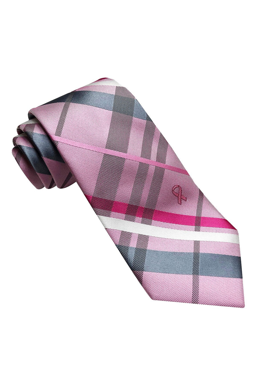Susan G. Komen Pink/Grey Large-Plaid 'Knots for Hope' Necktie