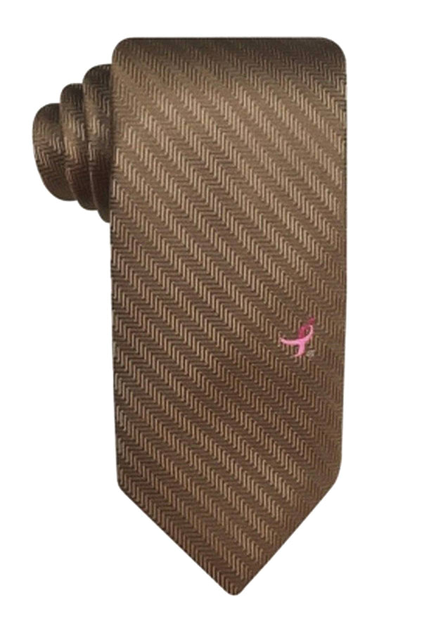Susan G. Komen Solid-Taupe Herringbone 'Knots for Hope' Necktie