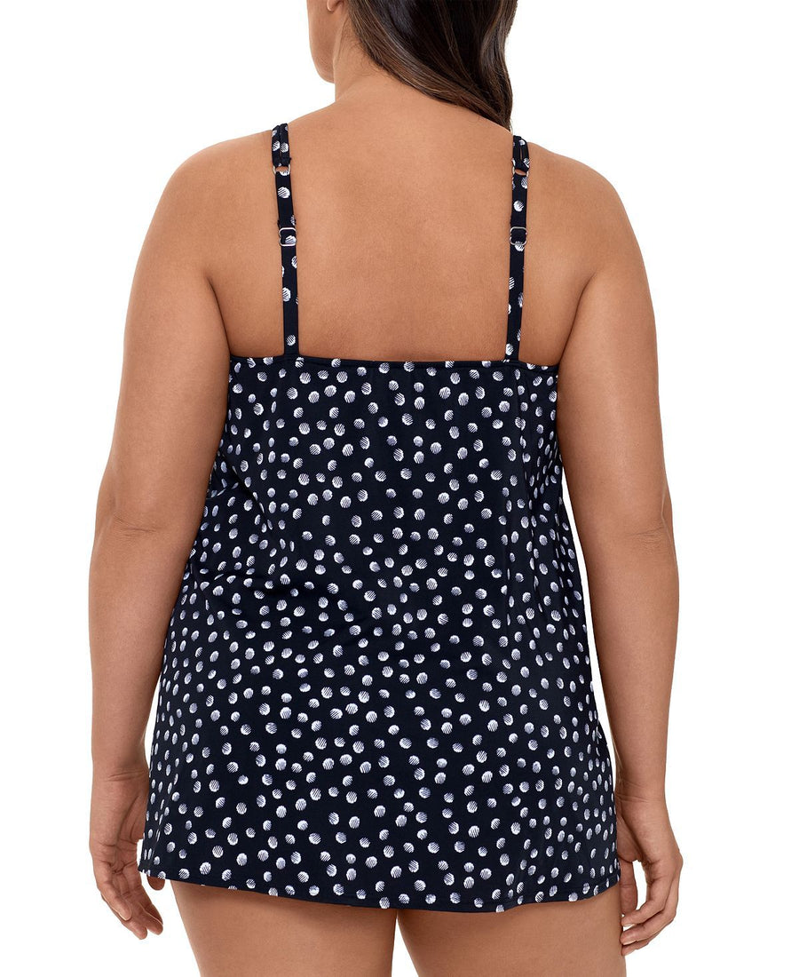 Swim Solutions Plus Galactica Printed Pleated Tummy Control Swimdress Galactica