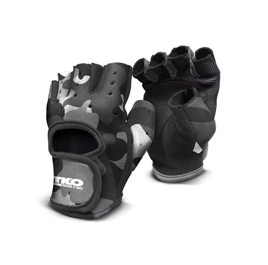 TKO Grey Camo Universal Padded Athletic Gloves