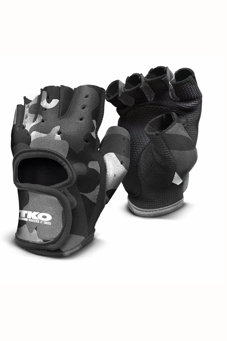 TKO Grey Camo Universal Padded Athletic Gloves