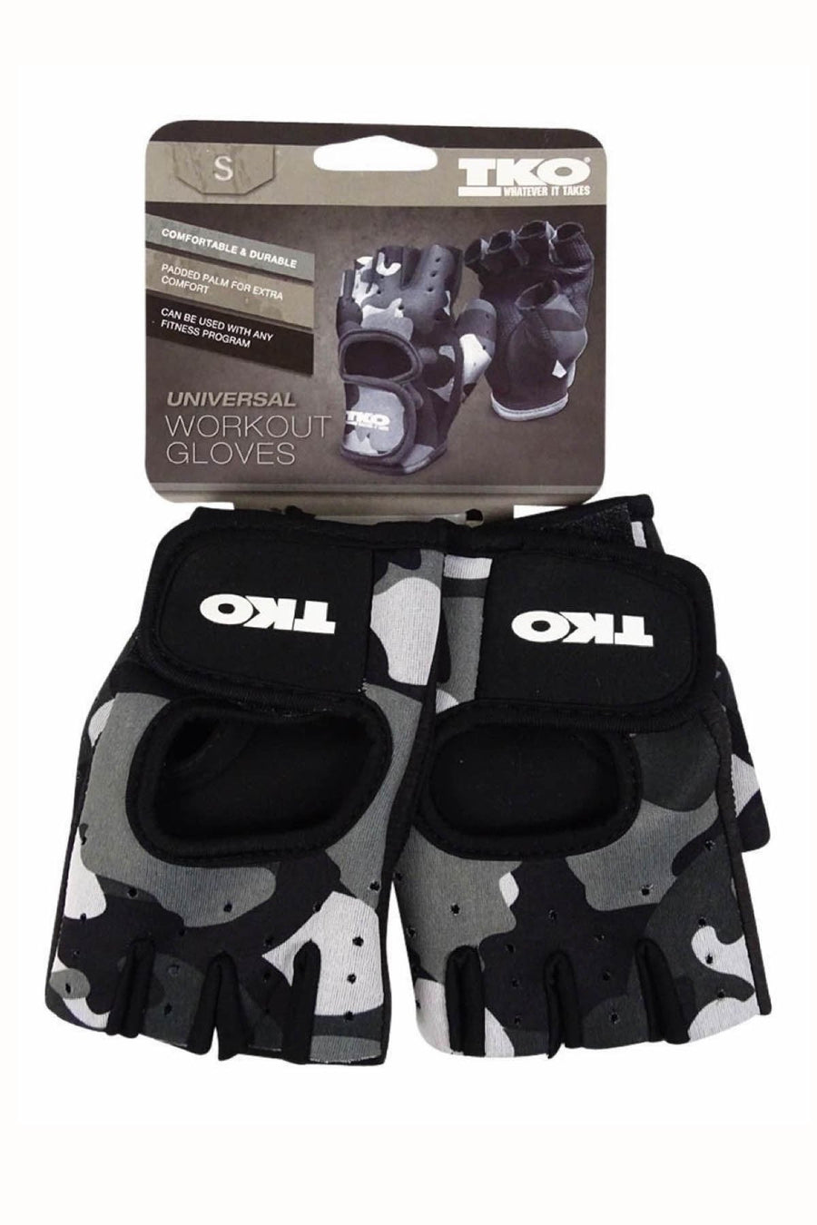 TKO Grey Camo Universal Padded Athletic Gloves