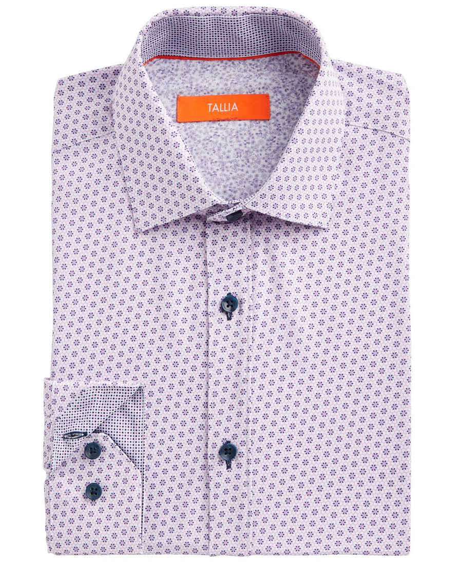 Tallia Receive A Free Face Mask With Purchase Of The Slim-fit Performance Stretch Floral Print Dress Shirt White