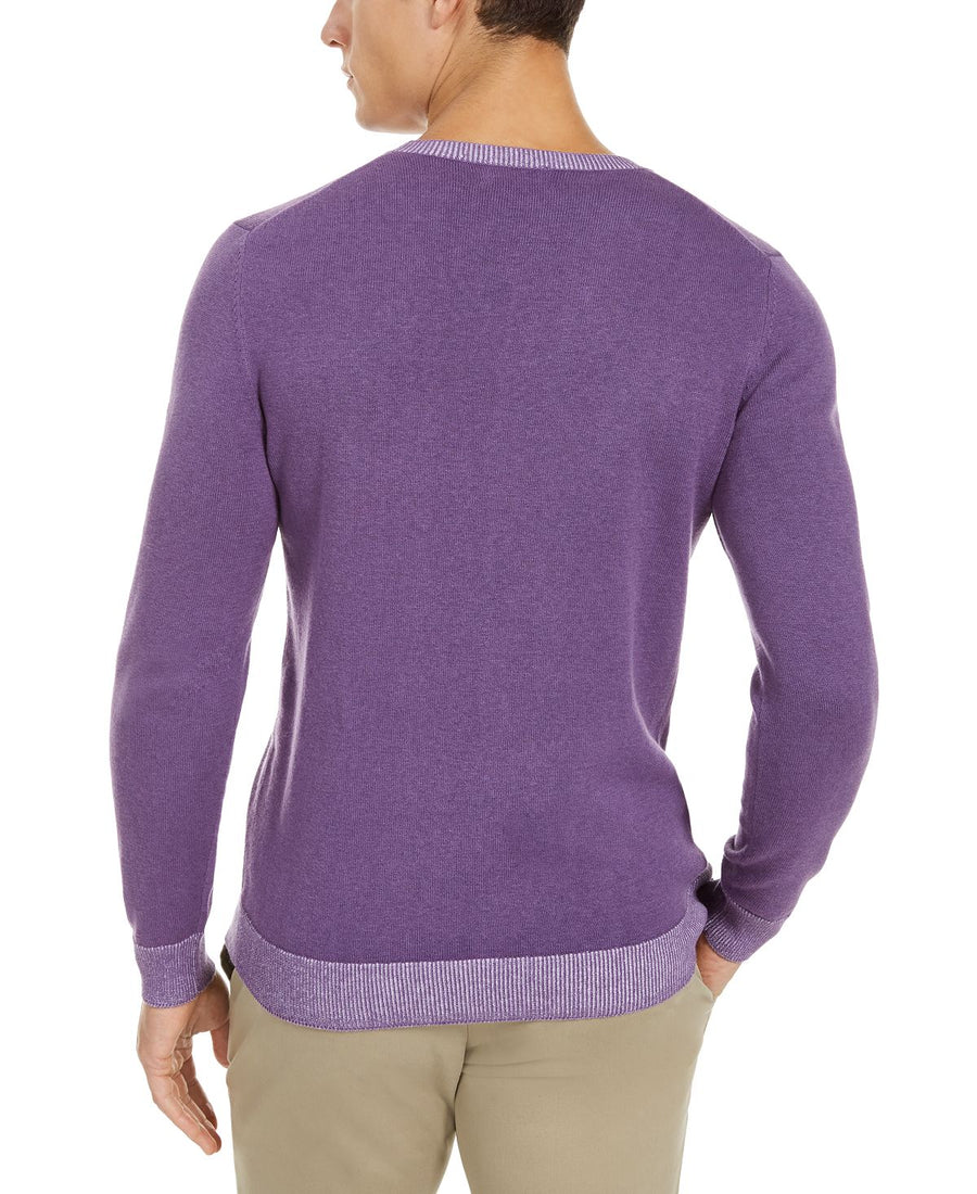 Tasso Elba Crew Neck Sweater Purple Combo