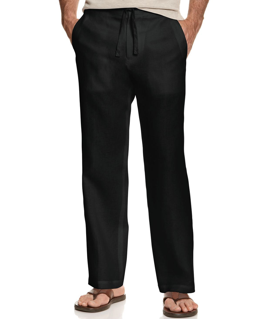 Tasso Elba Drawstring Linen Pants Black