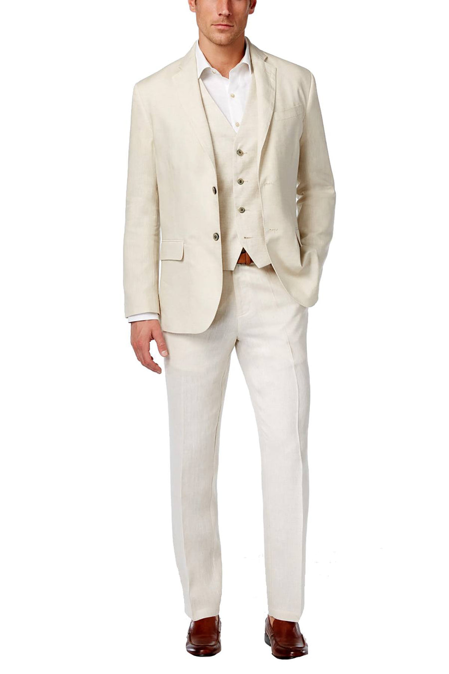 Tasso Elba Island Natural-Khaki 100% Linen Vest