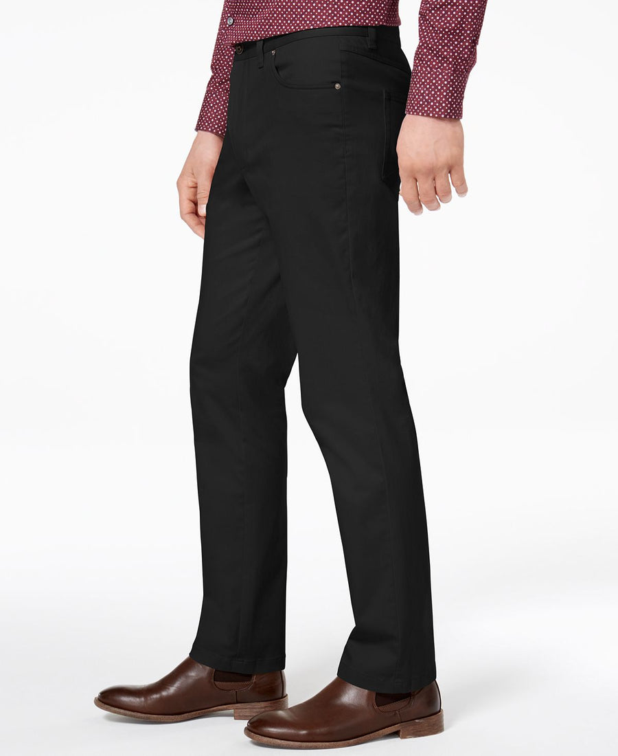 Tasso Elba Straight-fit Stretch Pants Black