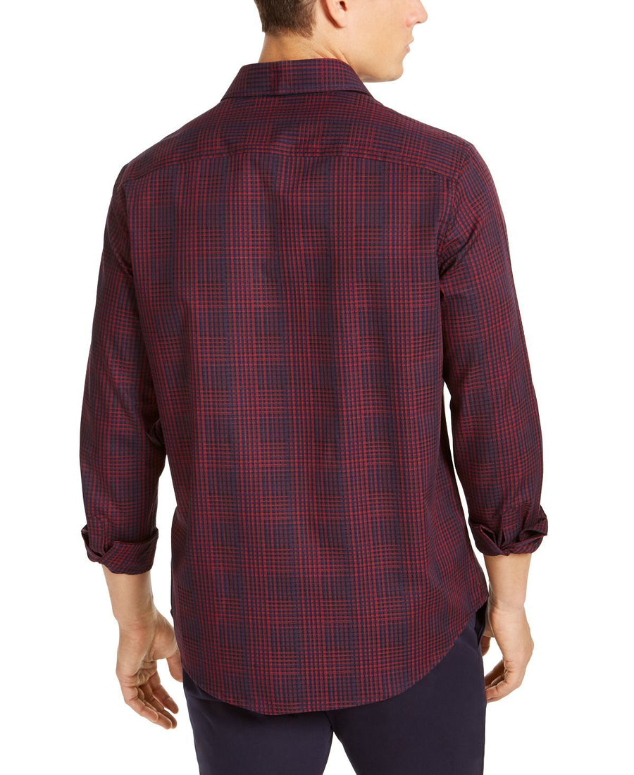 Tasso Elba Stretch Dobby Woven Shirt Red/navy Combo