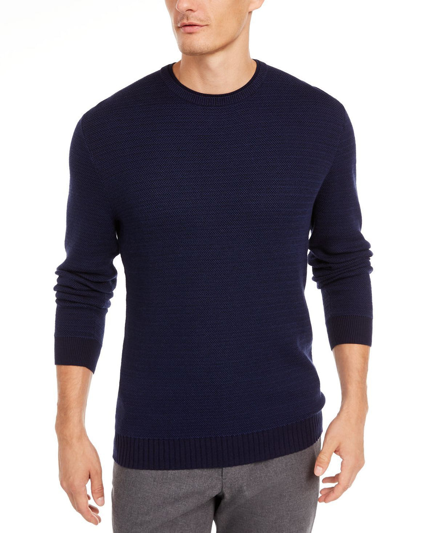 Tasso Elba Supima Cotton Crewneck Sweater Navy Blue