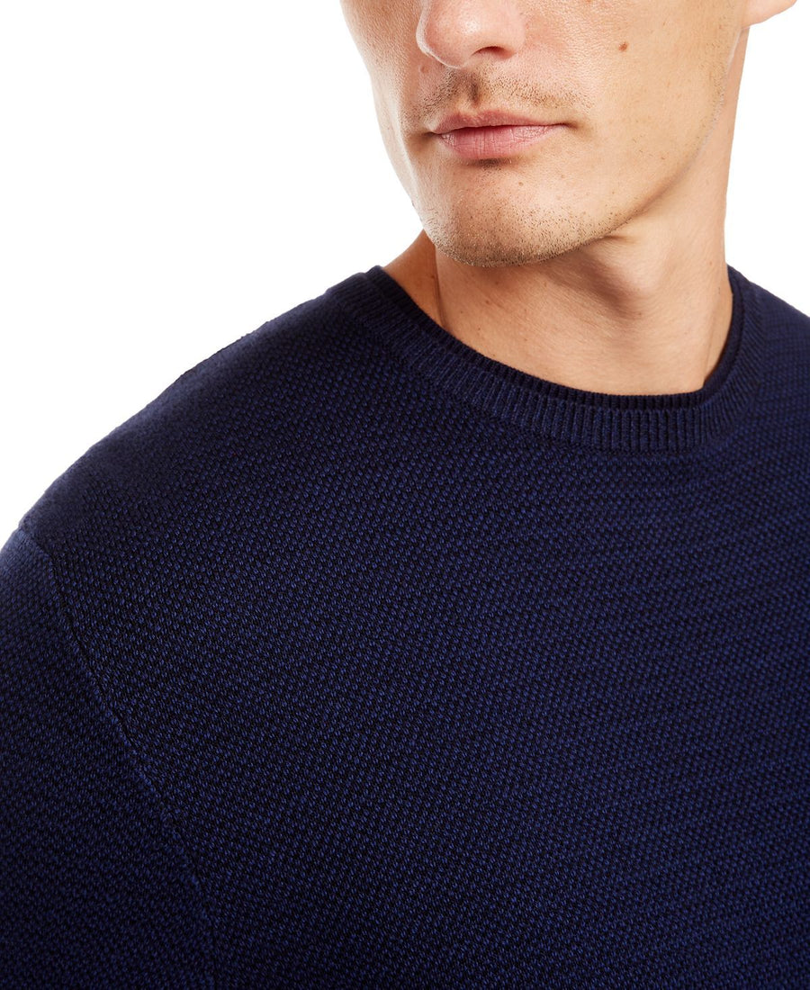Tasso Elba Supima Cotton Crewneck Sweater Navy Blue