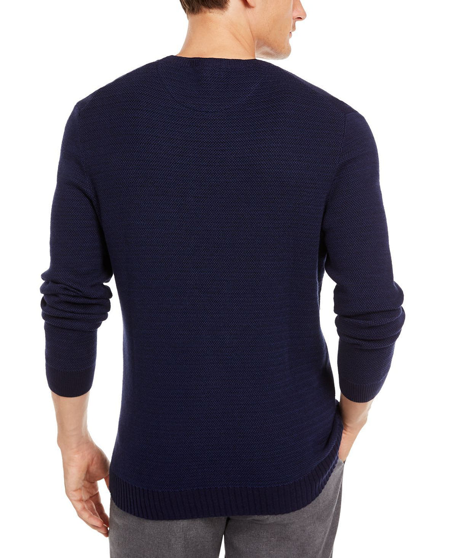 Tasso Elba Supima Cotton Crewneck Sweater Navy Blue