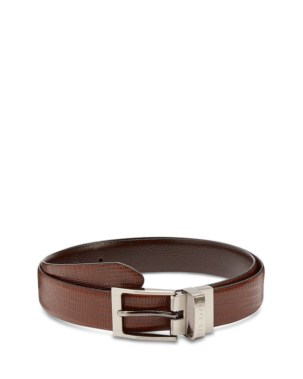 Ted Baker Josef Lizard-embossed Leather Reversible Belt Tan