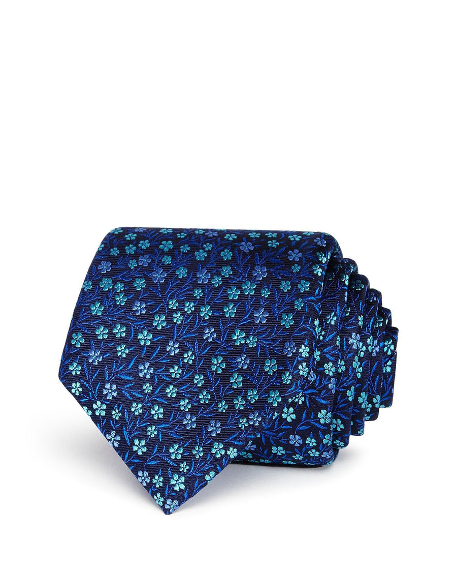 Ted Baker Tonal Flower Cluster Classic Tie Navy