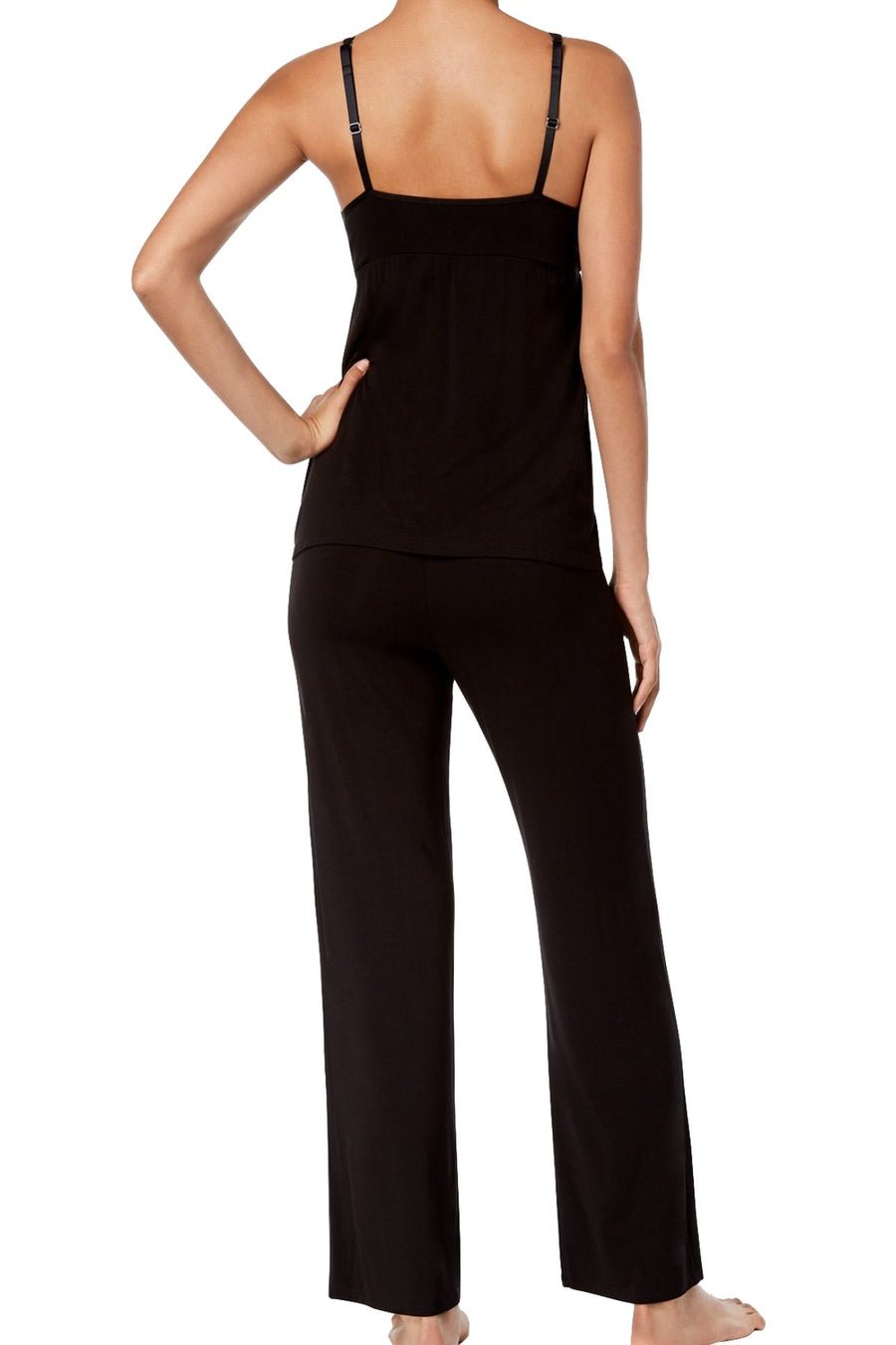 Thalia Sodi Intimates Deep-Black Knit/Lace Pajama Set