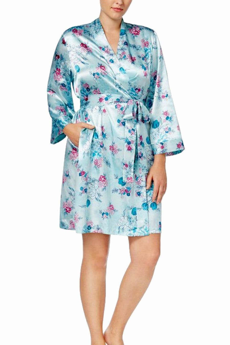 Thalia Sodi Intimates Floral/Mist Printed Wrap Robe