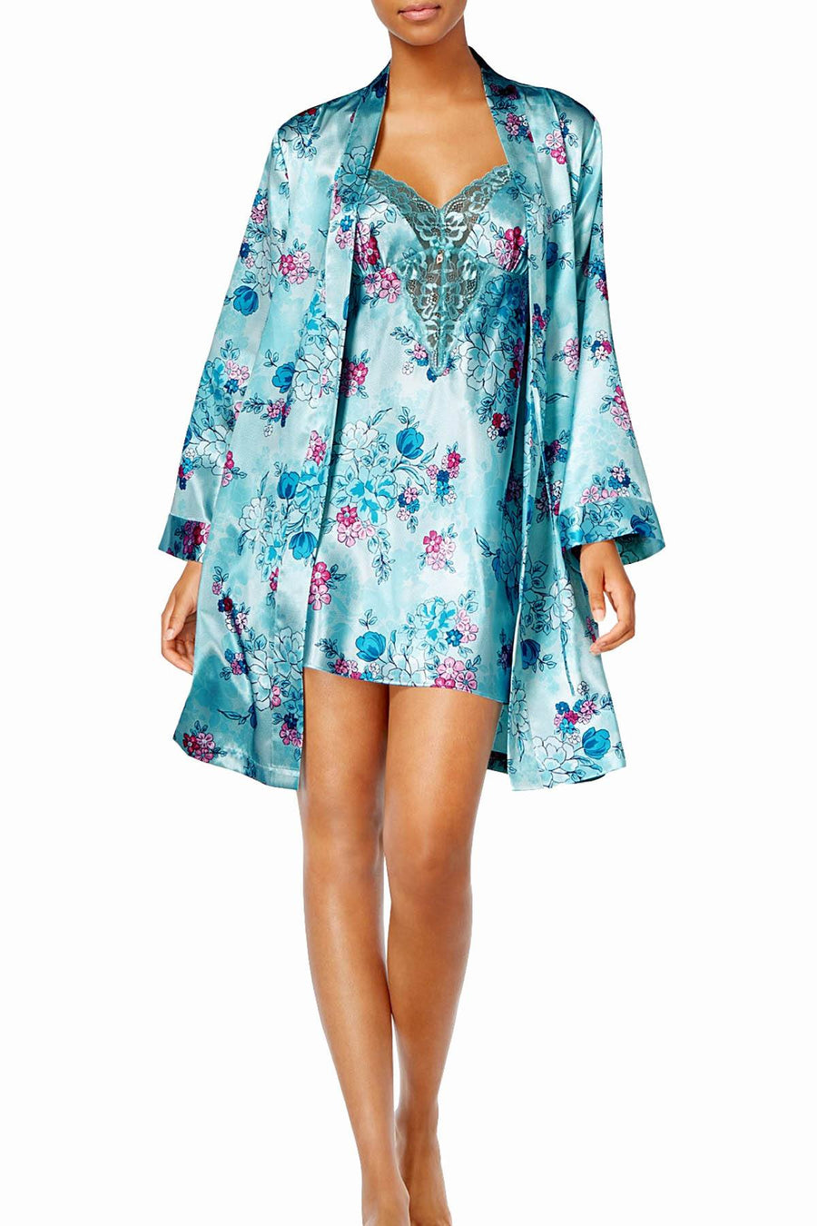 Thalia Sodi Intimates Floral/Mist Printed Wrap Robe
