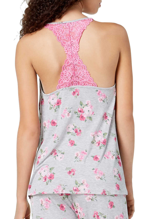 Thalia Sodi Intimates Grey Cabbage Rose Racerback Lounge Tank
