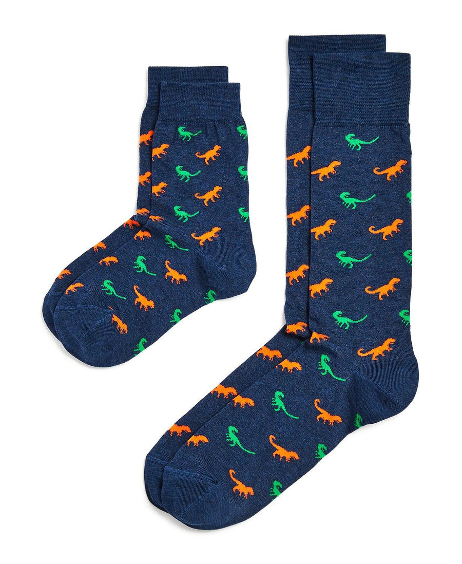 The Men's Store Father & Son Dinosaur-pattern Socks Gift Box Blue
