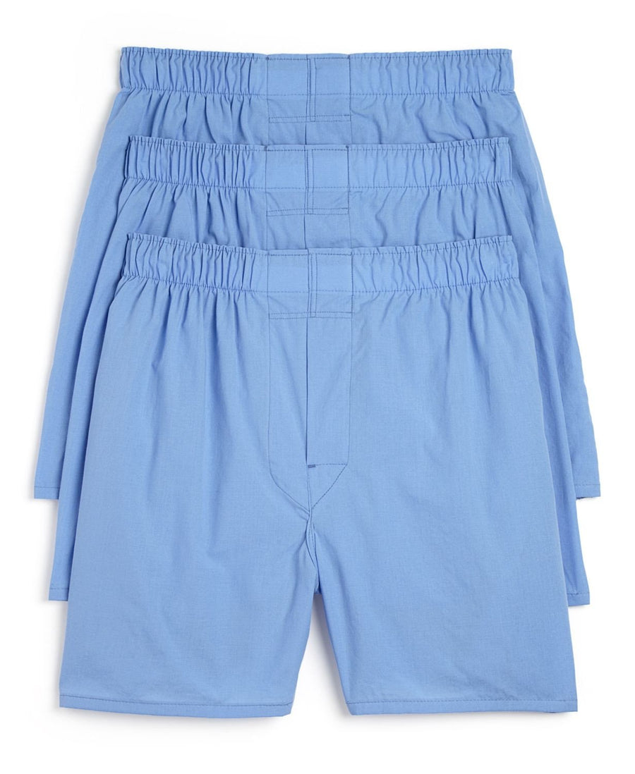 The Men's Store Full Cut Woven Boxers Pack Of 3 Blue