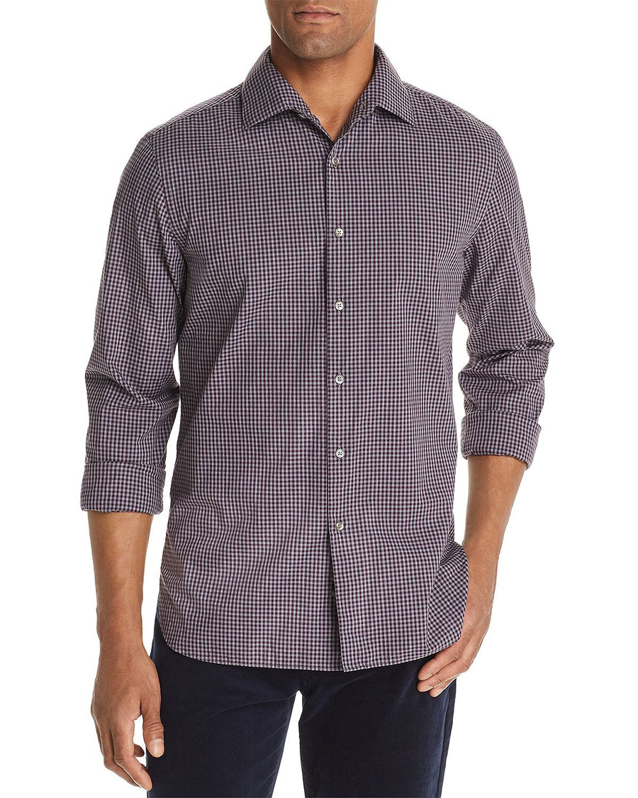 The Men's Store Gingham Classic Fit Shirt Gray