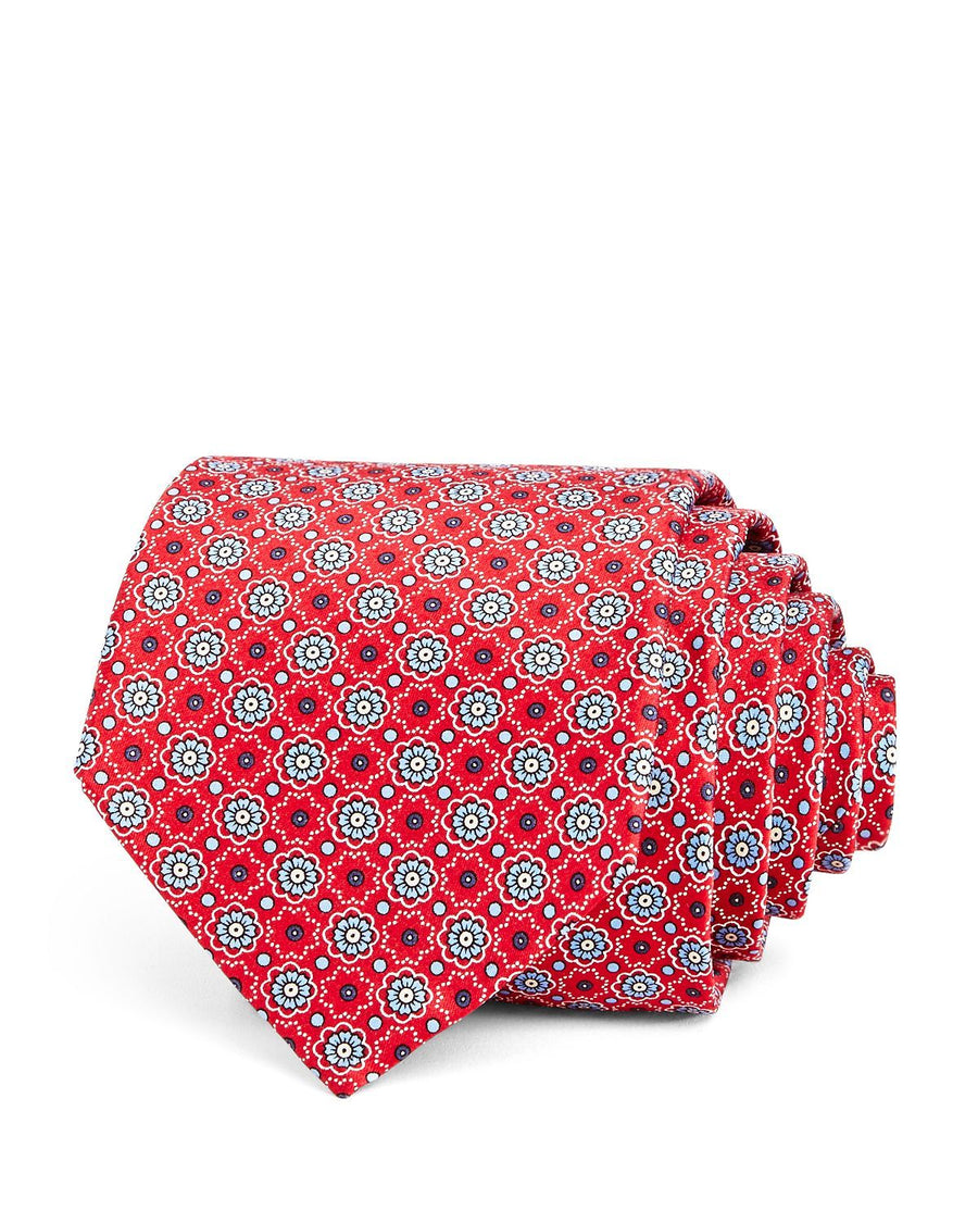 The Men's Store Mini Medallion Silk Classic Tie Red