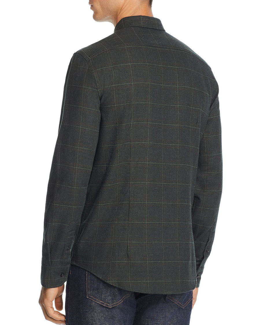 The Men's Store Plaid Houndstooth-print Regular Fit Flannel Shirt Green