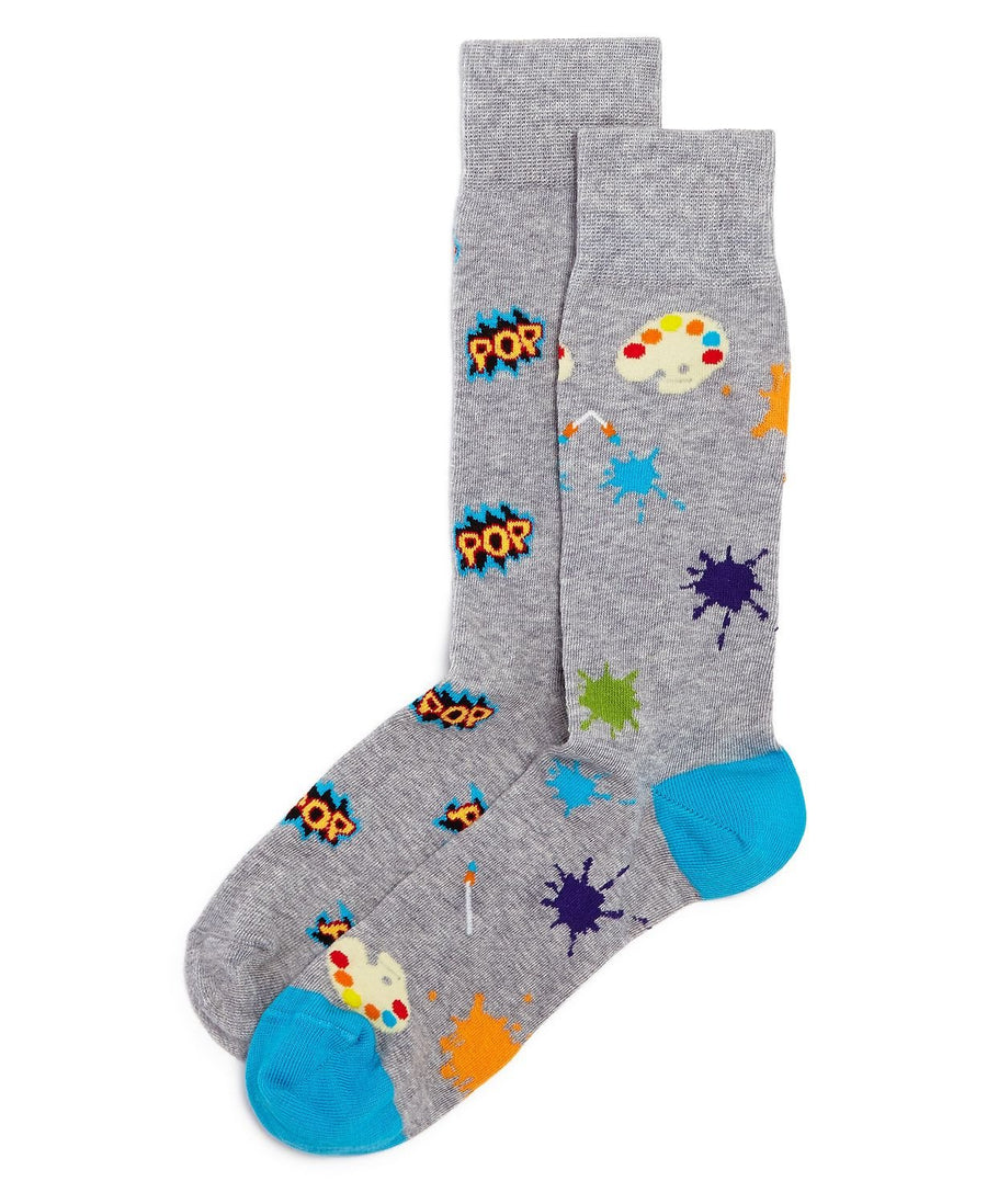 The Men's Store Pop Art Calf Height Socks / Gray