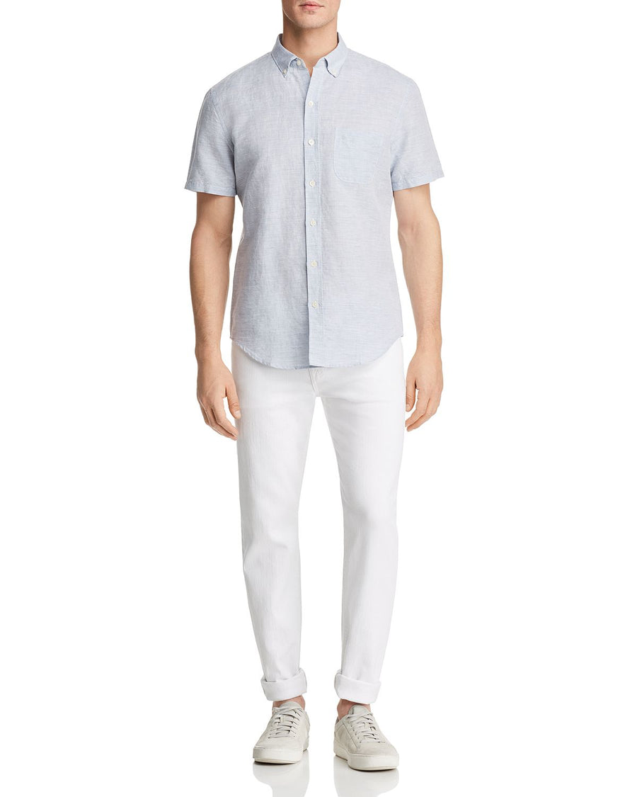 The Men's Store Short-sleeve Regular Fit Button-down Shirt Blue Horizon
