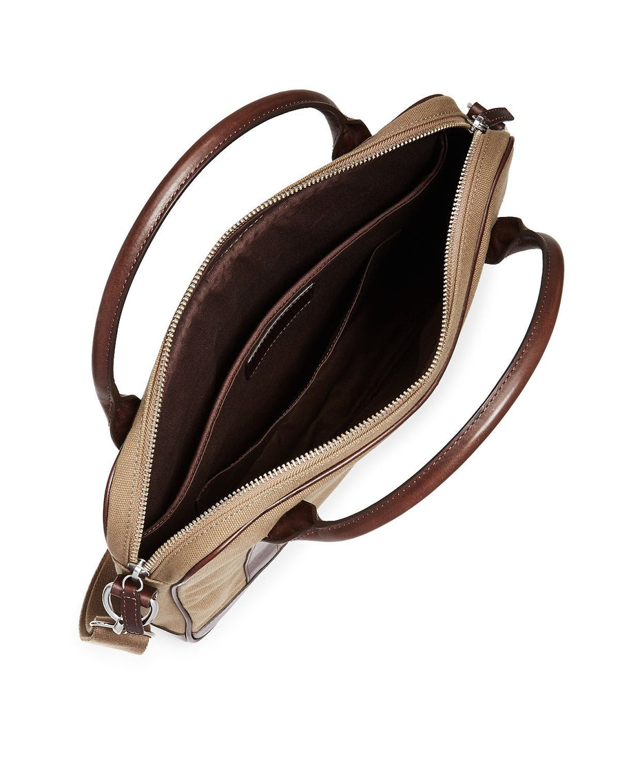 The Men's Store Slim Briefcase Khaki