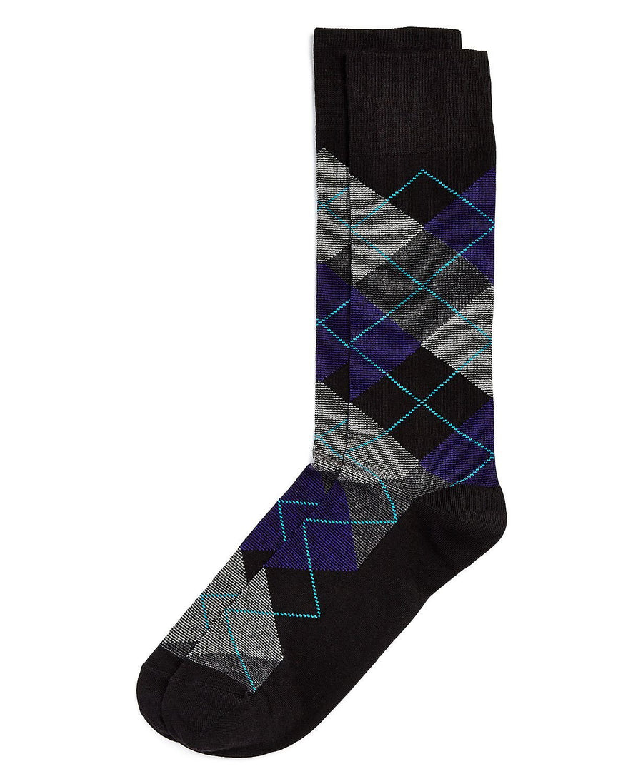 The Men's Store Striped Argyle Socks Black