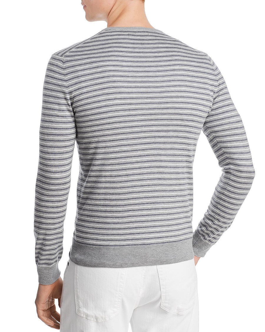 The Men's Store Tri-color Striped Crewneck Sweater Gray Ivory