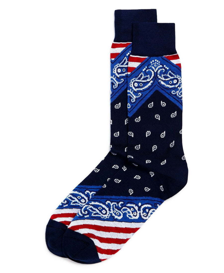 The Mens Store Bandana Socks Navy/white/red