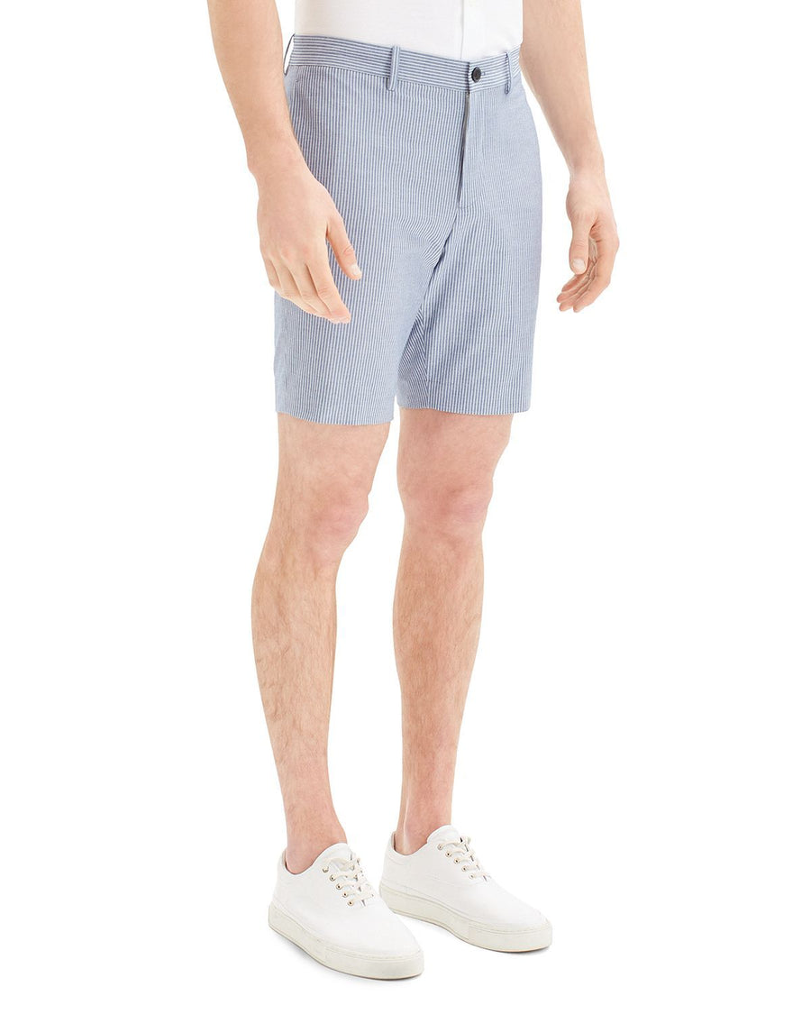 Theory Zaine Oxford Striped Slim Fit Shorts Hydro Stripe