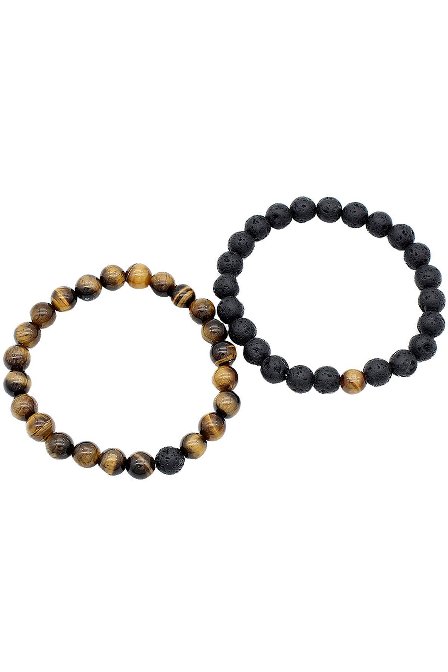 Tigers Eye & Lava Stone Healing Bracelet 2-Pack