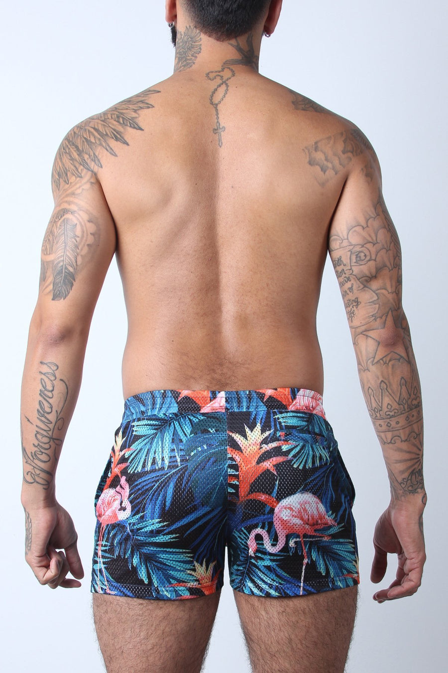 Timoteo Black Flamingo Riviera Mesh Short
