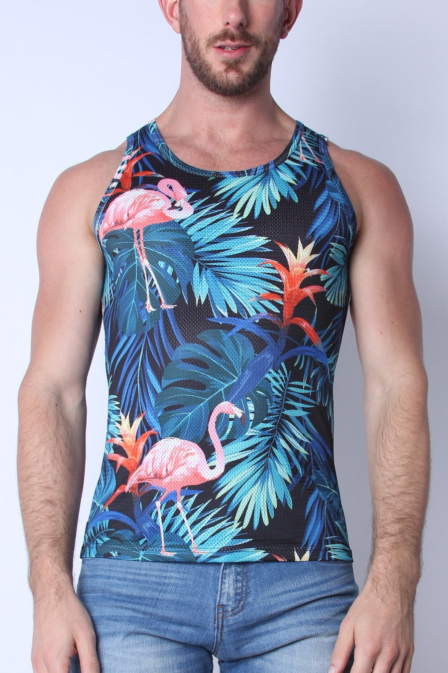 Timoteo Black Flamingo Riviera Mesh Tank Top