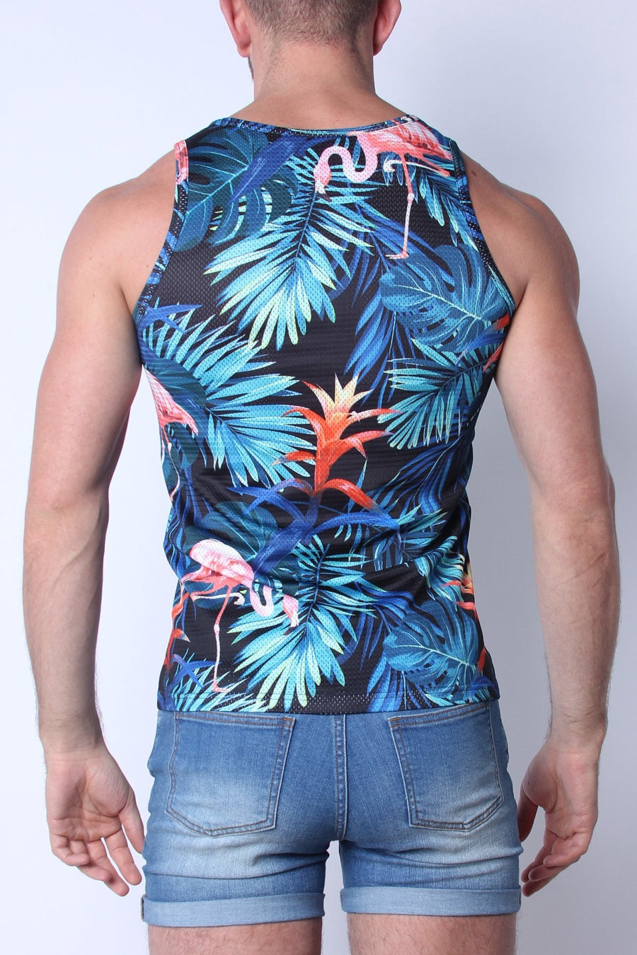 Timoteo Black Flamingo Riviera Mesh Tank Top