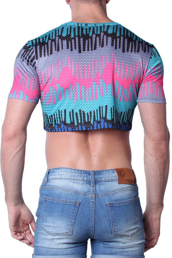 Timoteo Blue Drip Safari Crop Top
