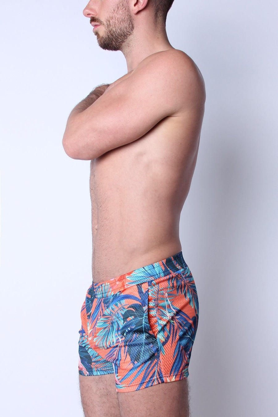 Timoteo Orange Flamingo Riviera Mesh Short
