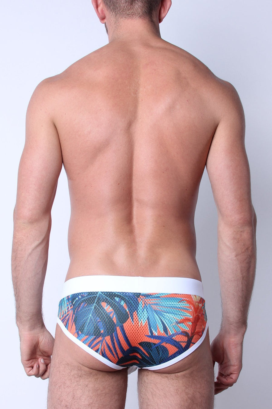 Timoteo Orange Flamingo Riviera Mesh Swim Brief