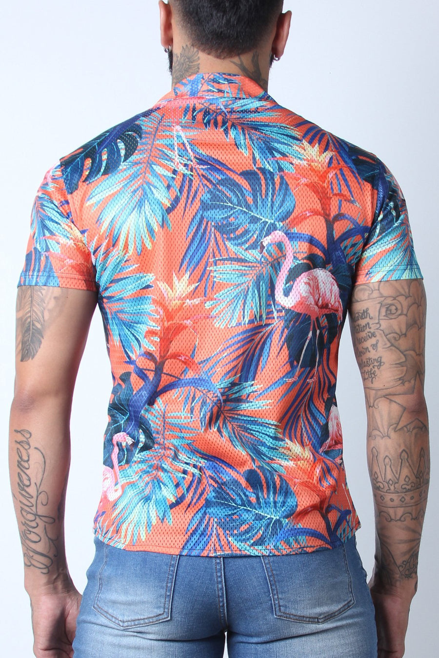 Timoteo Orange Riviera Mesh Shirt