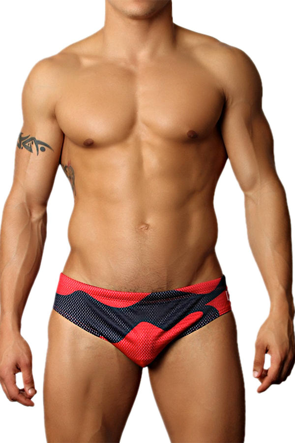 Timoteo Red Lava Mesh Swim Brief